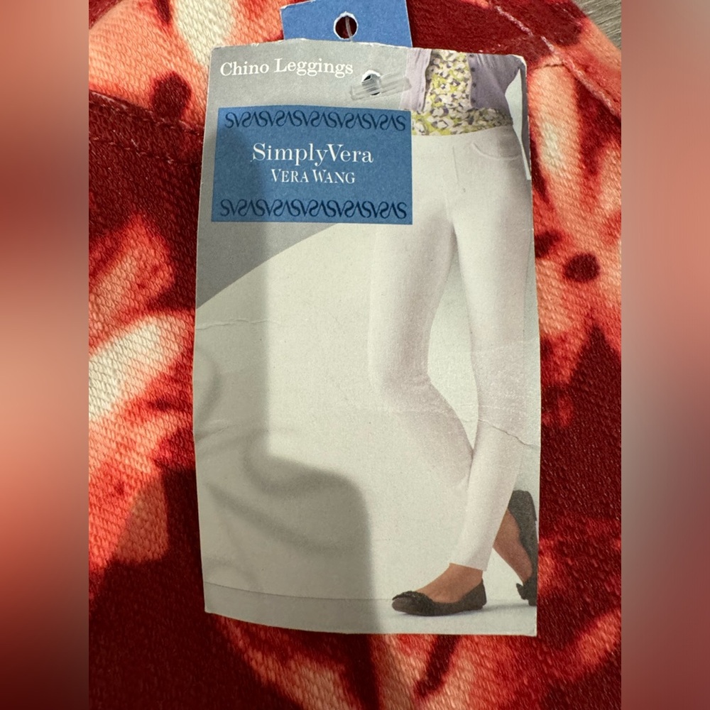 Simply Vera Vera Wang Burgundy Floral Chino Leggings Size M New With Tags - Picture 14 of 16